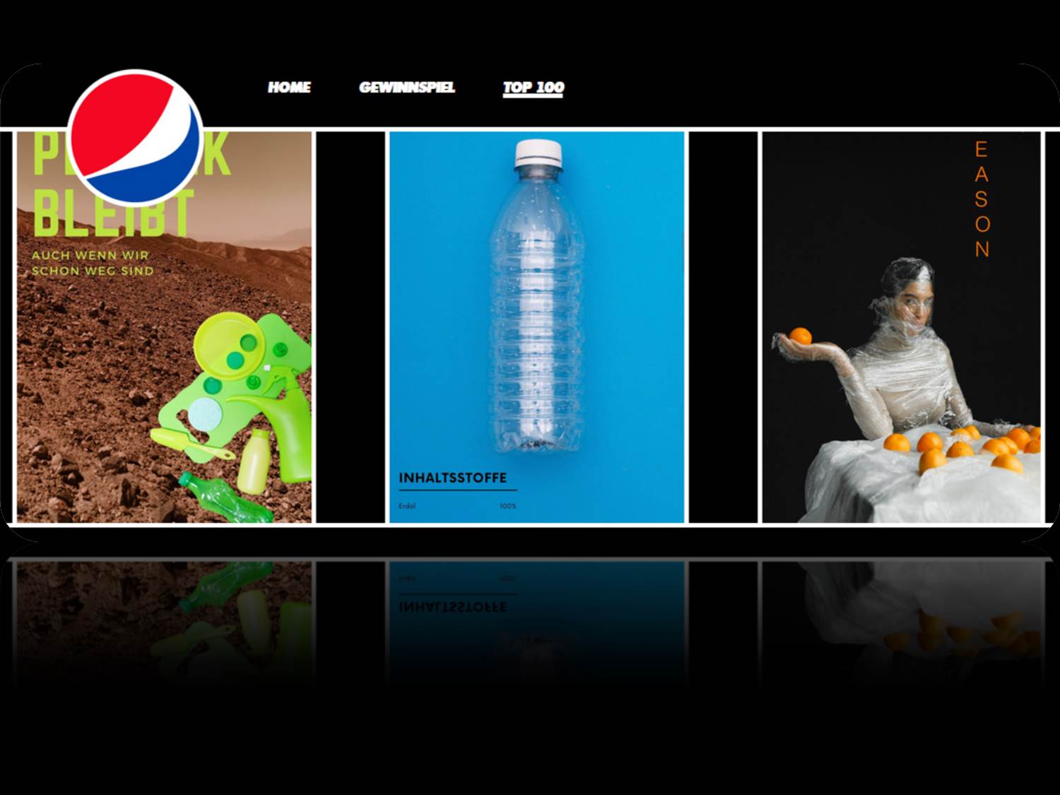 Aktions-Website zum PepsiMAX Plakatwettbewerb "Nachhaltigkeit ist eine Kunst"
