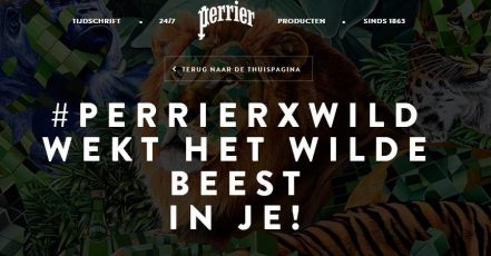 Die belgische Website zur Kampagne | Screenshot: https://www.perrier.com/be/nl-be/perrier-x-wild_15.01.2018