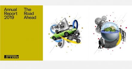 Bild: Der Pirelli Geschäftsbericht 2019 enthält Illustrationen von Selman Hoşgör, darunter die Werke "Widerstandsfähigkeit" (Mitte) und "Nachhaltigkeit" (r.).
