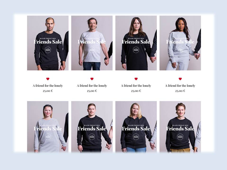 Bild: Statt Black Friday Rabatte - Friends Sale im Webshop von Pure Waste in Kooperation mit HelsinkiMissio (Quelle: TBWA\Helsinki)