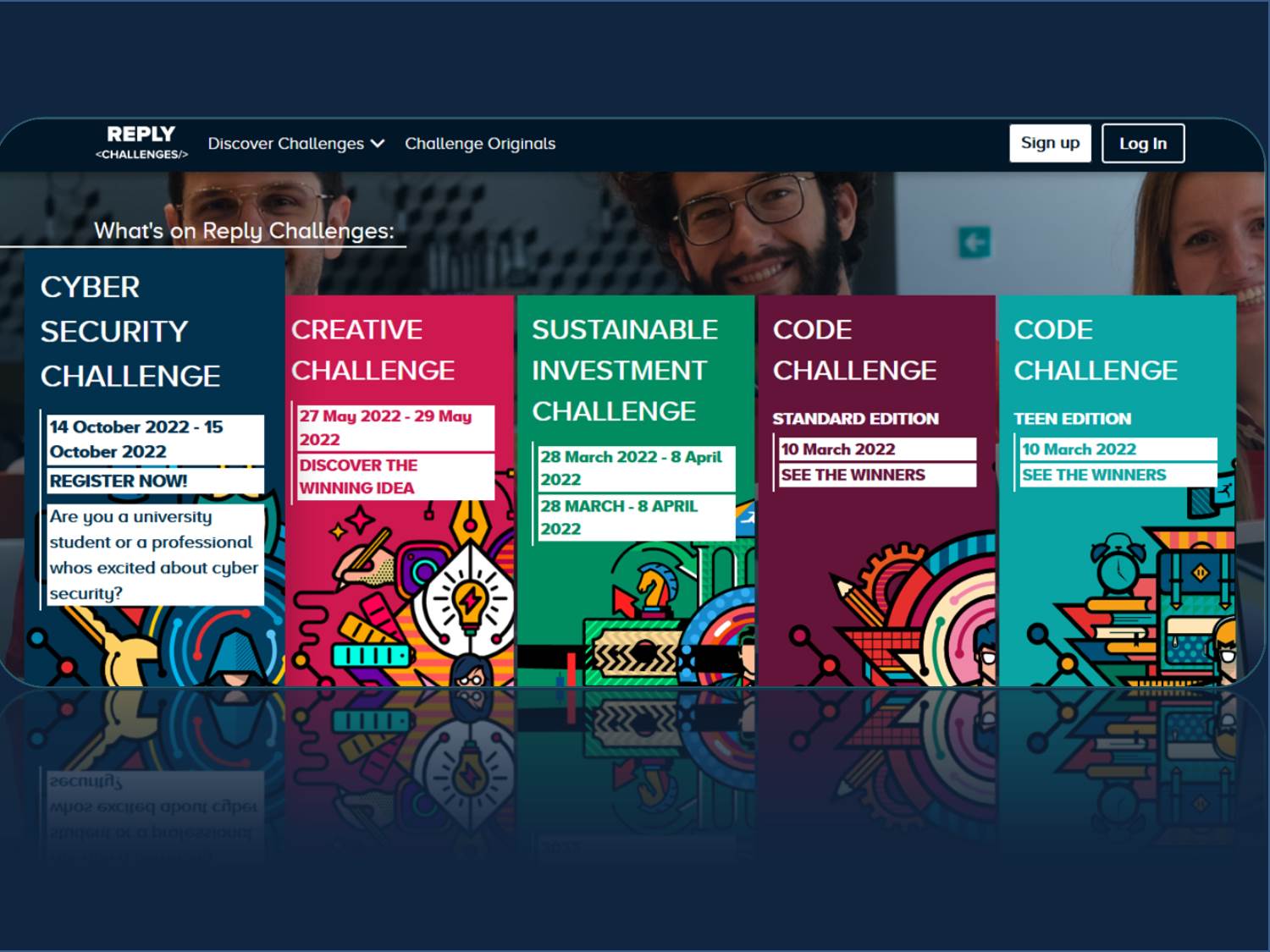 Screenshot (v. 09.09.2022) der Reply Challenges Website (challenges.reply.com)