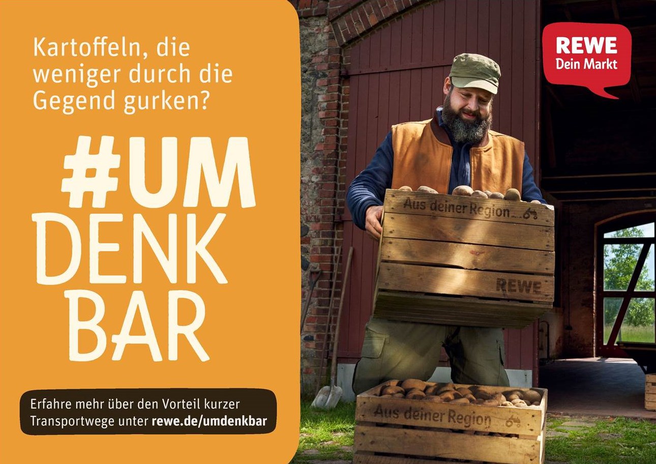Werbemotiv der neuen REWE #Umdenkbar Kampagne