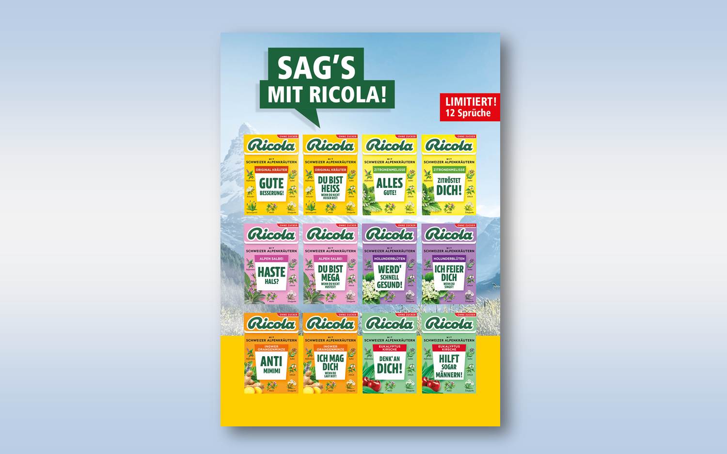 SprücheBöxli Ricola launcht Statement Edition Aufmunternde Botschaften für den Winter