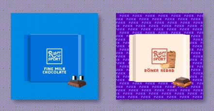 Zwei Kunstwerke der neuen Ritter Sport Digital Collectible Collection im typischen Pixel-Design (Copyrights: Alfred Ritter GmbH & Co.KG); Bild-Collage: marketingScout.com