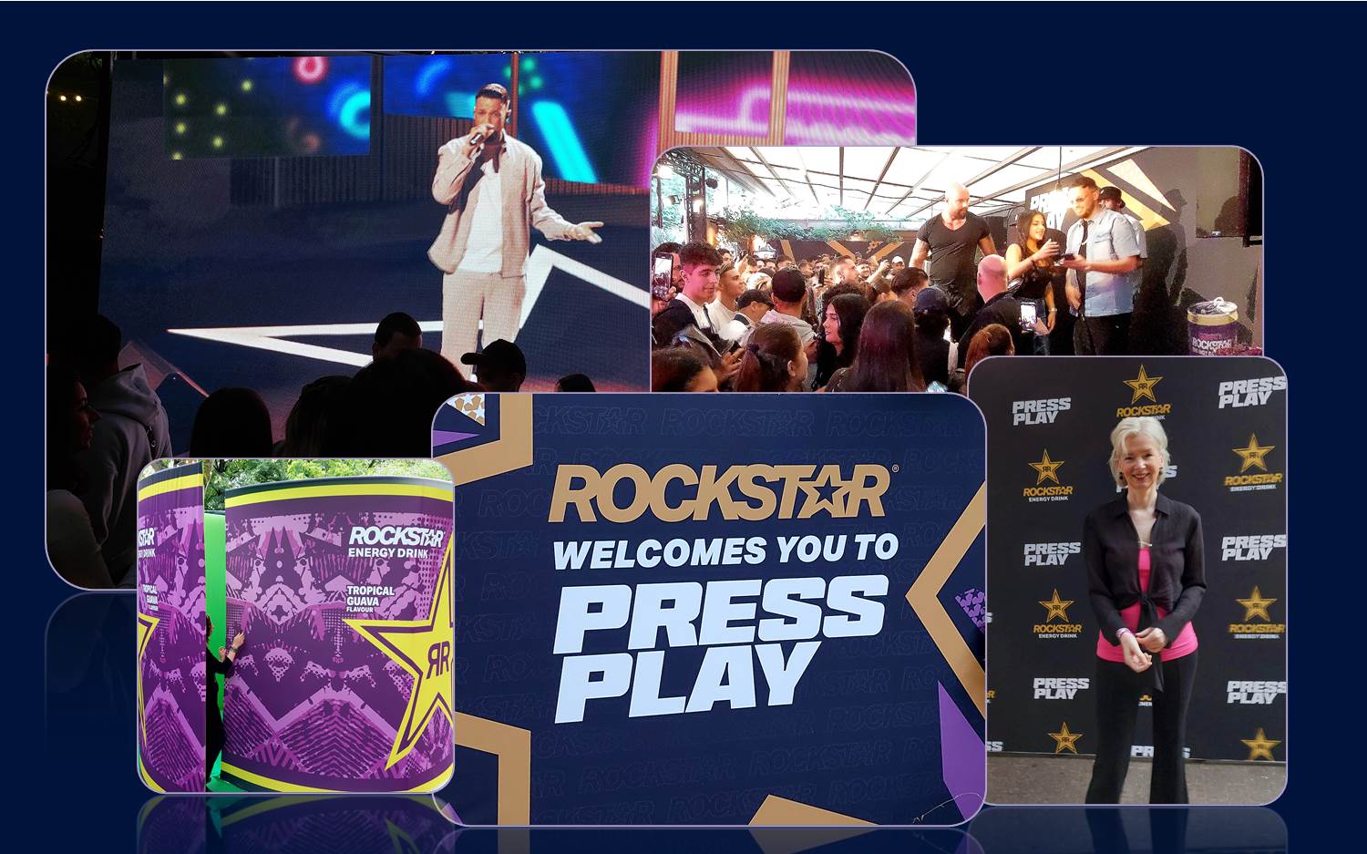 Foto-Collage (marketingScout.com) vom Rockstar Energy Event am 21. Juli 2023 im Stadtgarten Köln.