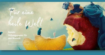 Screenshot biotonne-ohne-plastik.de_30.04.2020. Die Kampagne zeigt das moderne Märchen von einer idealen, plastikfreien Welt. (Copyrights: AVL / Agentur: bilekjeager GmbH & Co. KG)