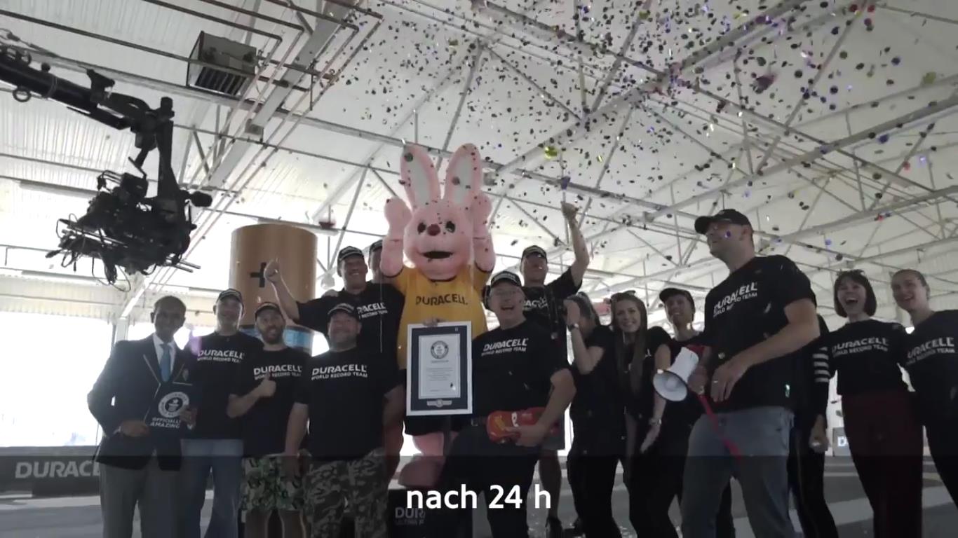 Screenshot: Das Video zum Weltrekord / Duracell Germany https://www.youtube.com/watch?v=b8g3Ntw0Nwc