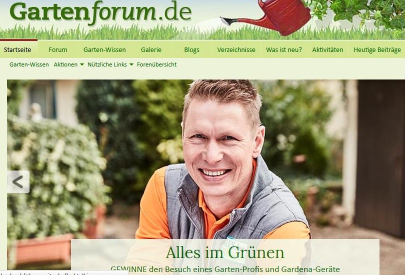 Screenshot: https://www.gartenforum.de/ Hier wird das Gardena Gewinnspiel beworben