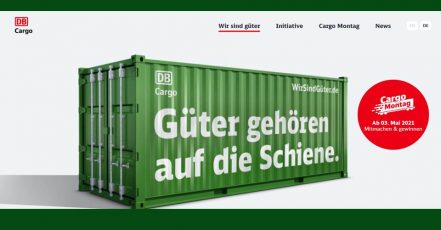 Bild: Screenshot der Kampagnen-Website WirSindGüter.de von DB Cargo (Screenshot v. 16.04.2021)