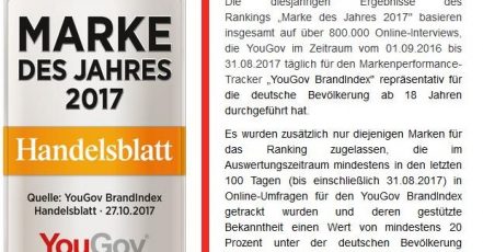 Screenshot: http://campaign.yougov.com/DE_2017_Branindex_Marke_des_Jahres_2017.html?utm_medium=Website&utm_source=article&utm_campaign=DE_2017_10_brandindex_markedesjahres2017 / 30.10.2017