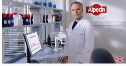 Screenshot: TV Spot Alpecin mit Dr. Klenk (Quelle: https://youtu.be/nejHX8BvHR0)