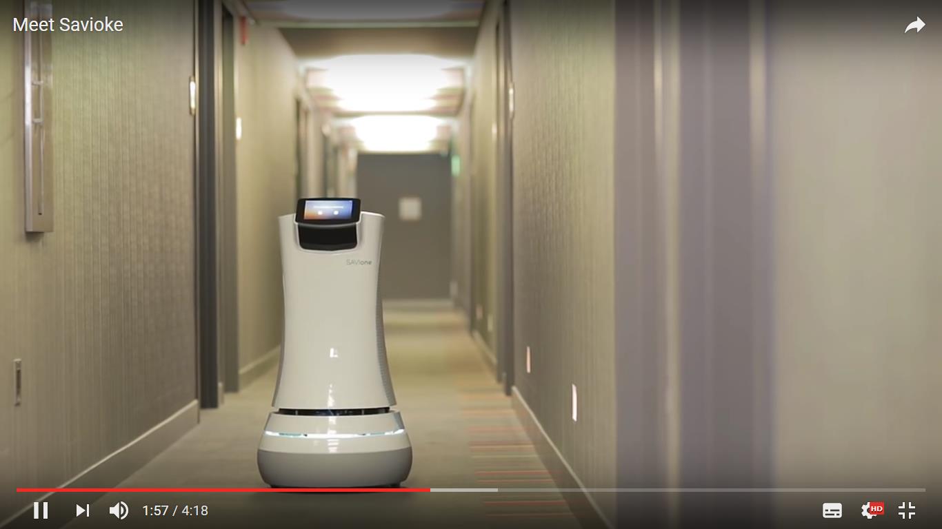 Screenshot: https://www.youtube.com/watch?v=AiZj7LTMjzs 18.07.2017 | Das Video zeigt den Roboter "Relay" von US-Entwicklerfirma Savioke