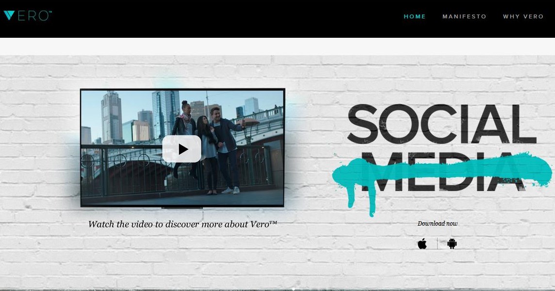 Screenshot: https://www.vero.co/ 28.02.2018
