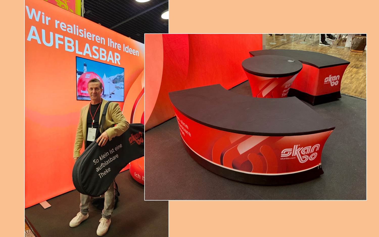Die tragbaren, aufblasbaren und in wenigen Minuten installierten Event-Möbel von Skanbo.com waren bei der HAPTICA 2025 ein echter Hingucker. (Foto: EventMasterBook.de / marketingScout.de Redaktion, AdCoach Media)
