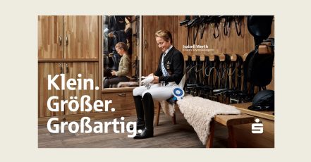 Sparkassen-Kampagne zur Reit-WM 2026, Key Visual mit Testimonial Isabell Werth (Copyright: Sparkassen-Finanzgruppe; Agentur: Jung von Matt SPORTS)
