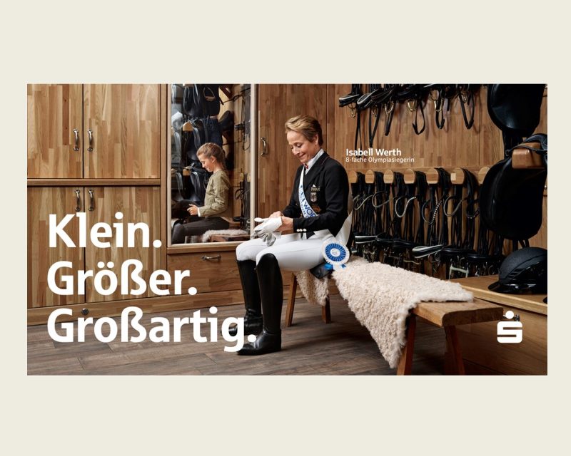 Sparkassen-Kampagne zur Reit-WM 2026, Key Visual mit Testimonial Isabell Werth (Copyright: Sparkassen-Finanzgruppe; Agentur: Jung von Matt SPORTS)