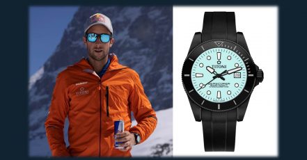Drei Gipfel, ein Mann, eine Uhr, ein neuer Rekord – Rekord-Speedclimber Nico Hojac mit seiner Titoni Seascoper 300 Limited Edition (Bildrechte: Titoni AG, Fotograf: John Thornton)