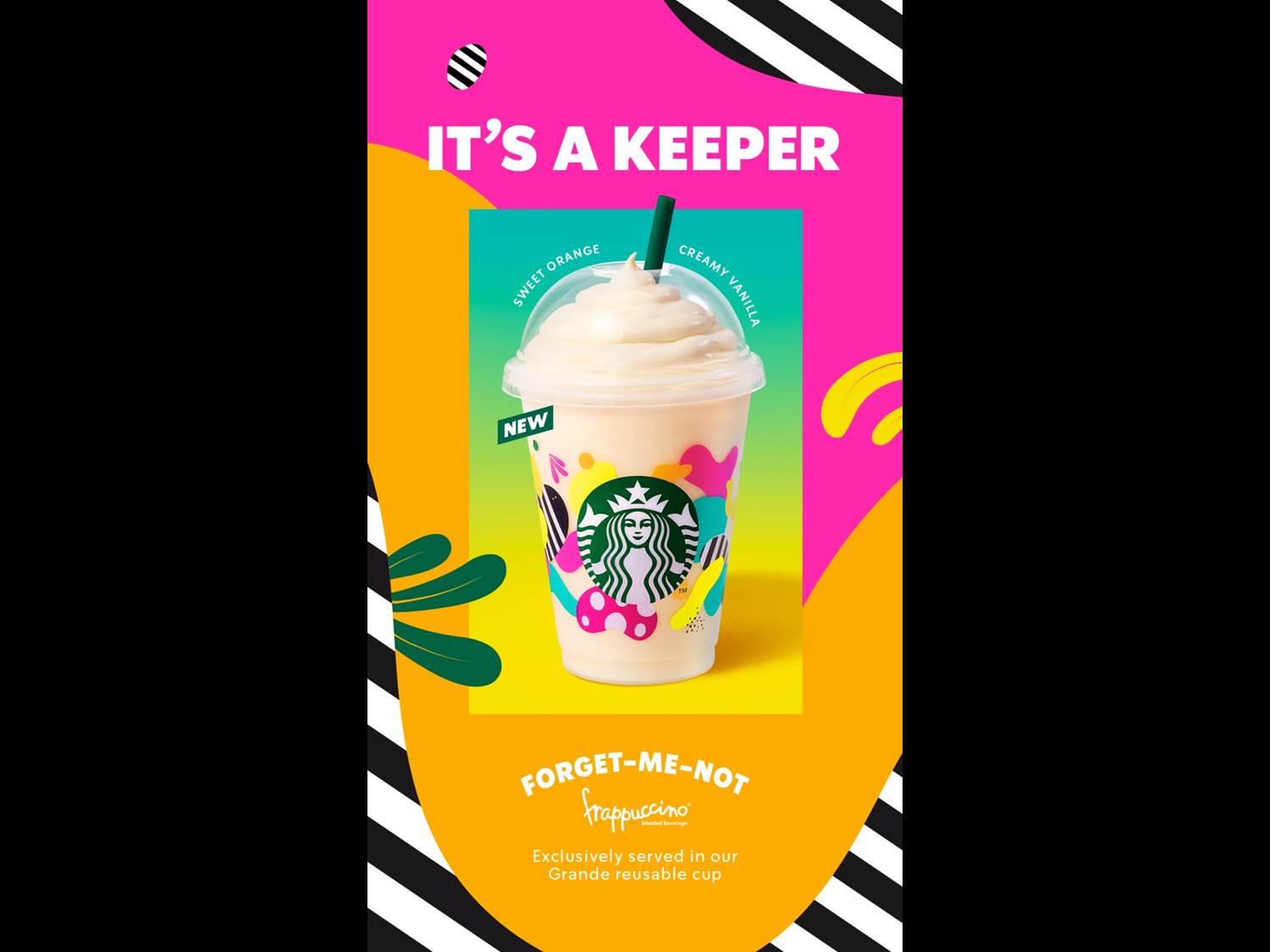 Titelbild: Das Starbucks Saisongetränk "Forget Me Not Frappuccino" wird ausschließlich im Mehrweg-Becher serviert. (Bildrechte: Starbucks Deutschland)