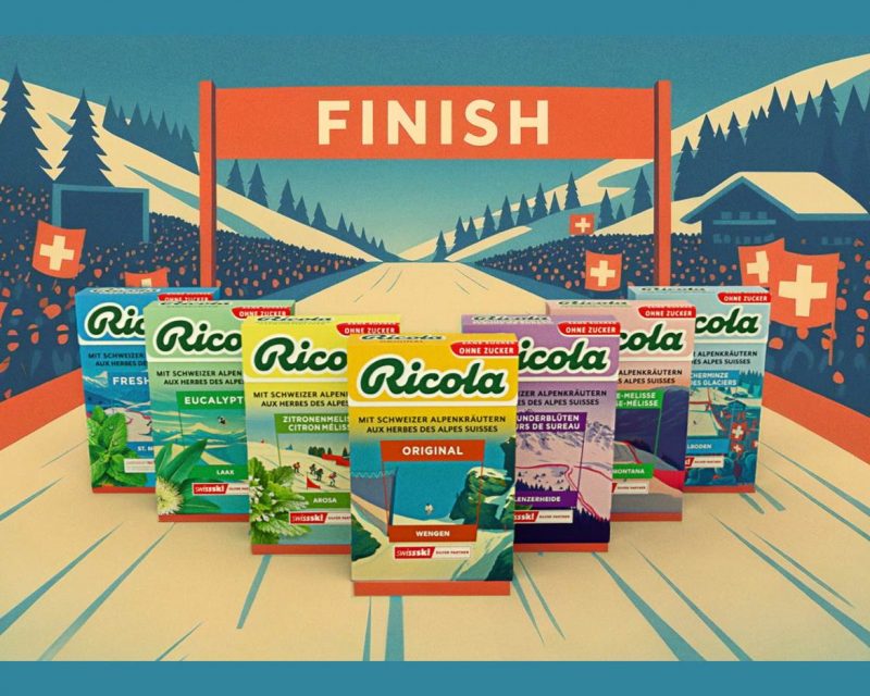 Ricola Swiss-Ski Limited Editions – Die Schweizer Bergwelt gibt es ab Dezember 2025 auf den Ricola Böxlis zum Mitnehmen (Copyright: Ricola)