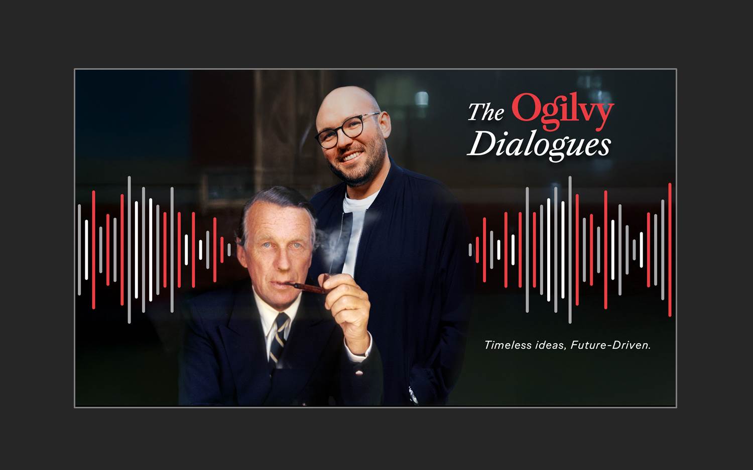 Chris Jungjohann im Dialog mit der Werbelegende David Ogilvy. (Quelle: Ogilvy Group Germany)