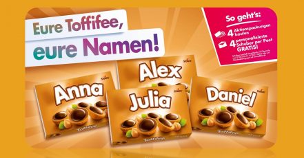 50 Jahre Jubiläumsaktion von Toffifee (Hersteller: August Storck KG), realisiert mit colordruck Baiersbronn und HP