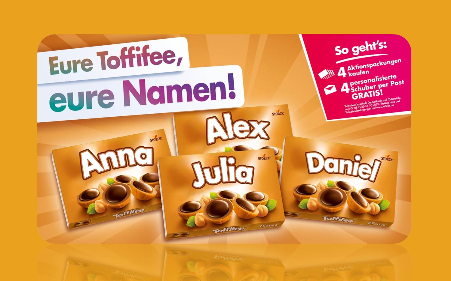 50 Jahre Jubiläumsaktion von Toffifee (Hersteller: August Storck KG), realisiert mit colordruck Baiersbronn und HP