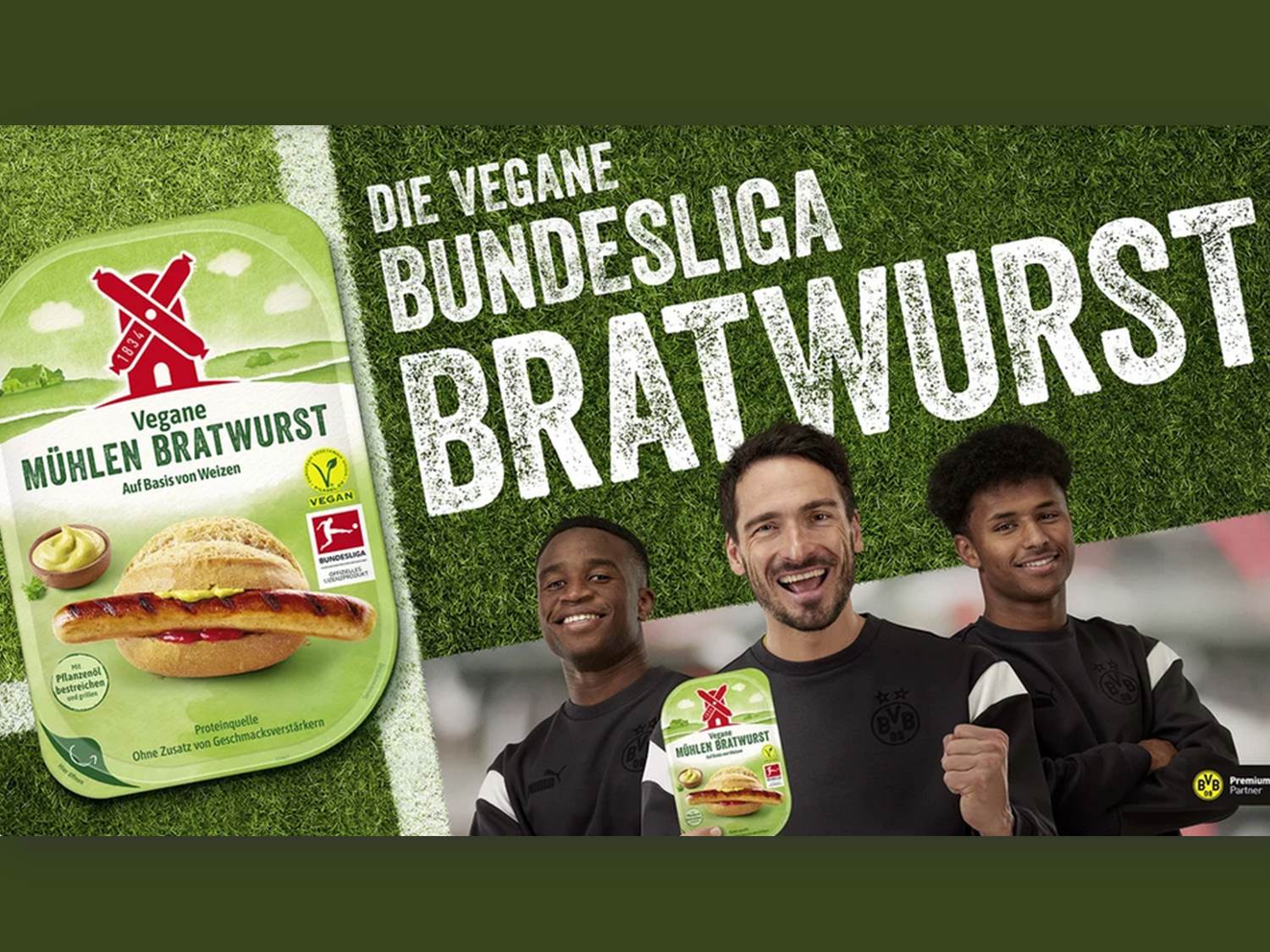 Die neue Vegane Bundesliga Bratwurst – made by Rügenwalder Mühle / Kampagnenmotiv | Bildquelle: ruegenwalder.de 