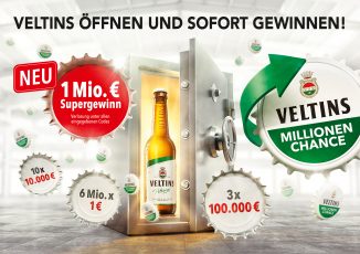 Bild: Veltins | Die Kronkorken-Aktion 2018 begleitet das Frühlings- und Sommergeschäft der Marke Veltins.