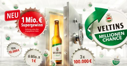 Bild: Veltins | Die Kronkorken-Aktion 2018 begleitet das Frühlings- und Sommergeschäft der Marke Veltins.