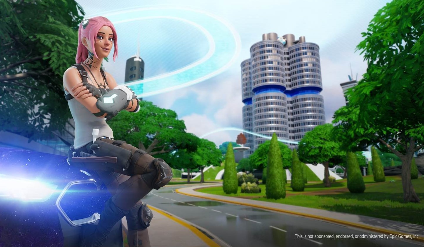 Virtuelle Insel "Hypnopolis" von BMW in Fortnite. Hier gibt es u.a. den BMW iX2 Car Creator - eine Weltneuheit. (Bildquelle: BMW Group)