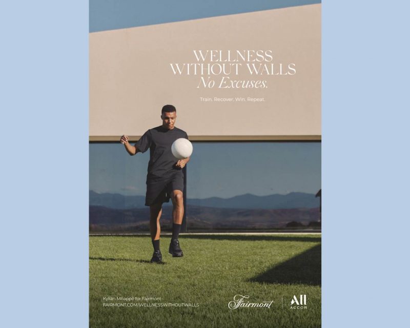 Wellness Without Walls – Motiv der neuen Fairmont-Kampagne mit Markenbotschafter Mbappé (Copyright: Fairmont)