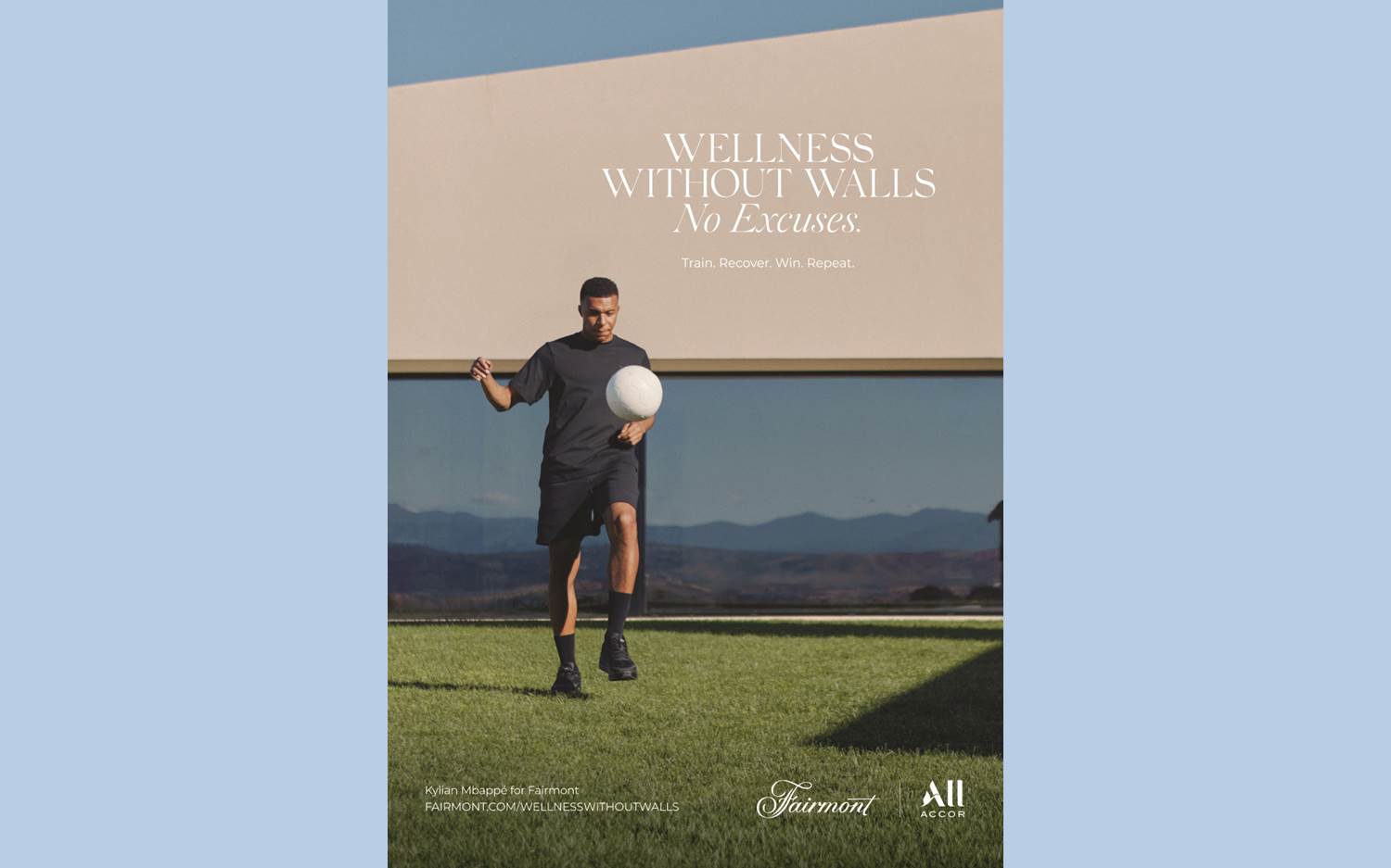Wellness Without Walls – Motiv der neuen Fairmont-Kampagne mit Markenbotschafter Mbappé (Copyright: Fairmont)
