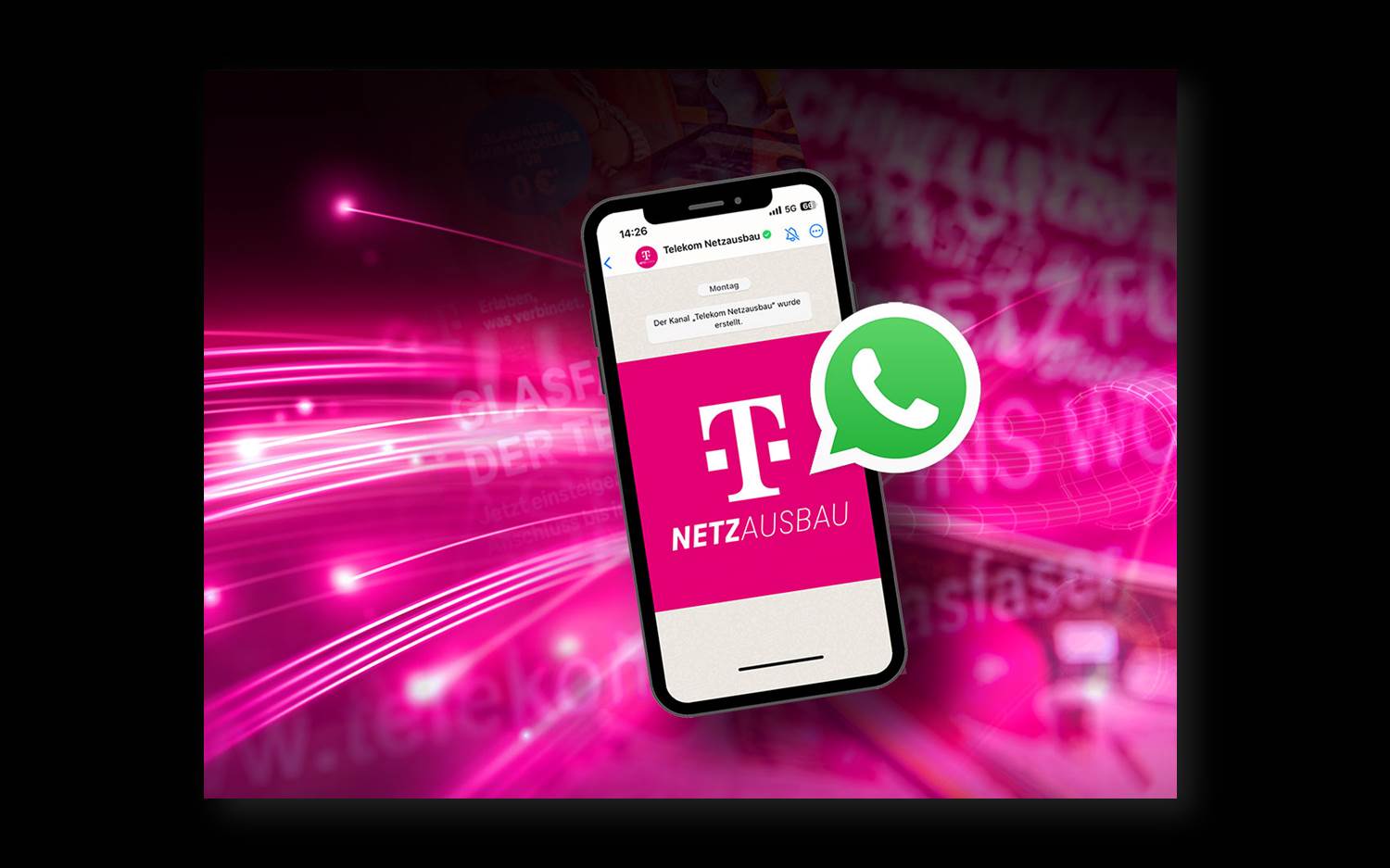 Visual zum neuen WhatsApp Kanal "Telekom Netzausbau" (Bildrechte: Deutsche Telekom)