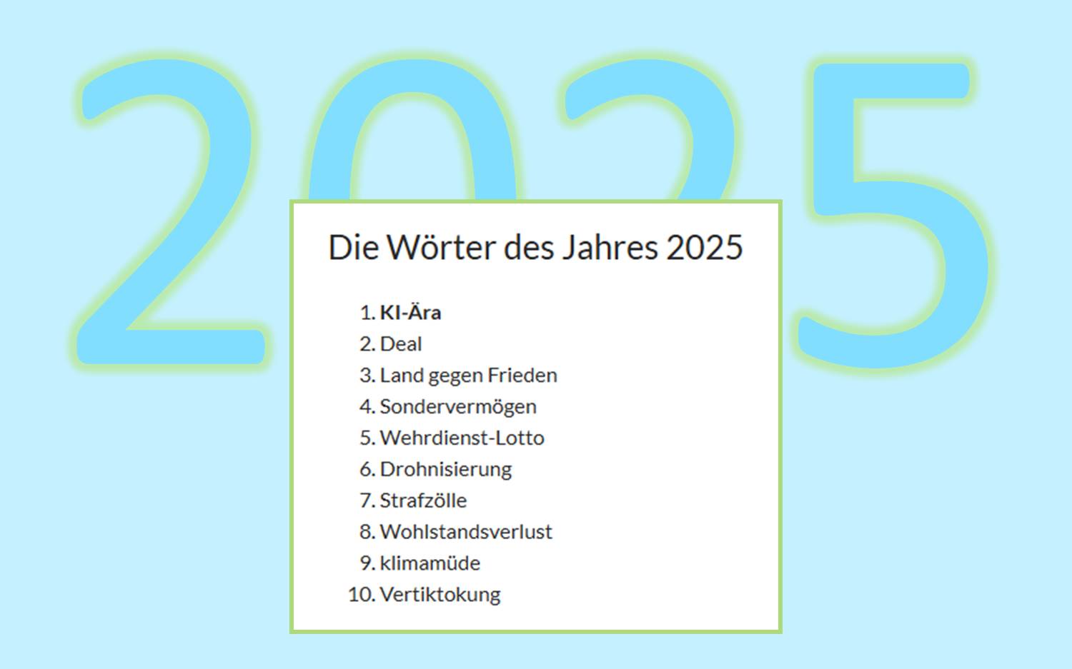 Die Top 10 Wörter des Jahres 2025, Gesellschaft für deutsche Sprache e.V. (Quelle des Rankings: gfds.de/worter-des-jahres-2025 / Bild-Collage: marketingScout.com Redaktion)
