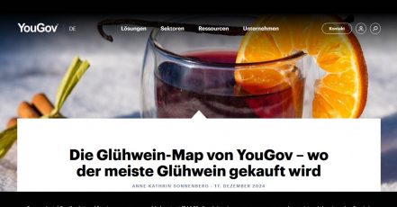 Screenshot v. 18.12.2024 der Website zur YouGov Glühwein-Map 2024 (Quelle s. Link)