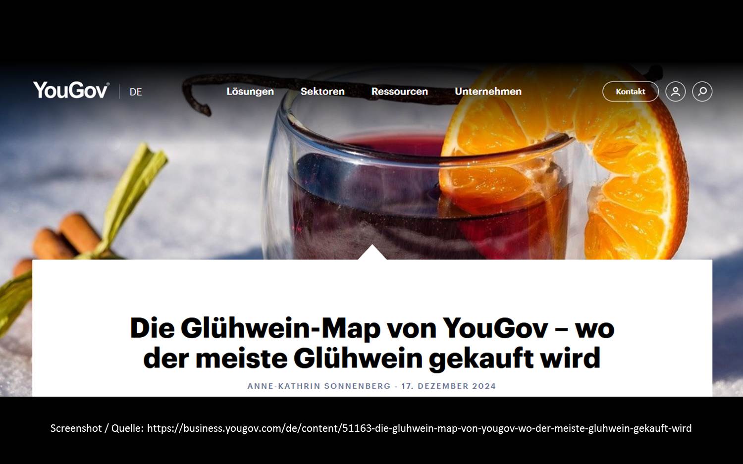 Screenshot v. 18.12.2024 der Website zur YouGov Glühwein-Map 2024 (Quelle s. Link)