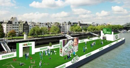 Zooplus eröffnet das erste schwimmende Hundeparadies der Welt - am 07. Juni 2019 in Düsseldorf und am 14. Juni 2019 in Köln. (Quelle: obs/zooplus AG)