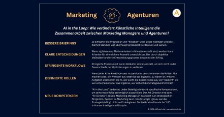 Wie KI die Zusammenarbeit zwischen Unternehmen (Marketing) und Agenturen verändert - Fünf wichtige Herausforderungen (Quelle / Copyright: AdCoach | adcoach.de)