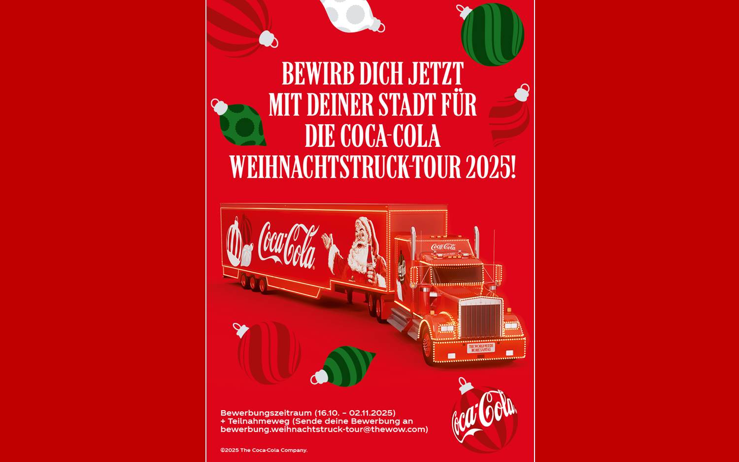 Bewerbungsposter, Coca-Cola Weihnachts-Truck-Tour 2025 (Bildrechte: Coca-Cola)