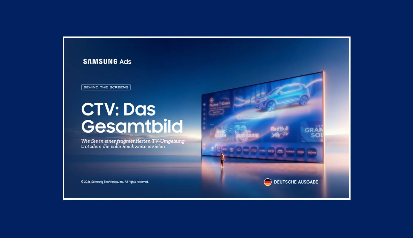 Cover der Behind-the-Screens-Studie-2026 von Samsung Ads (Quelle / Copyright: Samsung Ads)