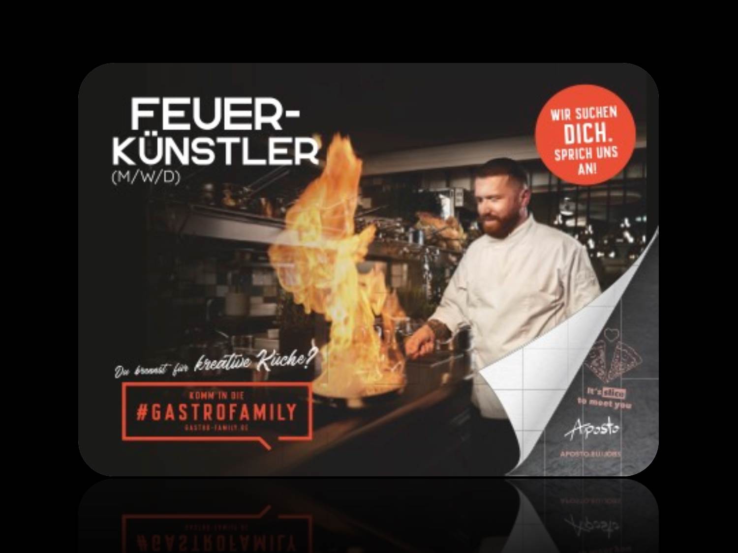 Umsetzung der #gastrofamily Kampagne durch die Enchilada Franchise GmbH, Motiv für das Gastronomiekonzept Aposto