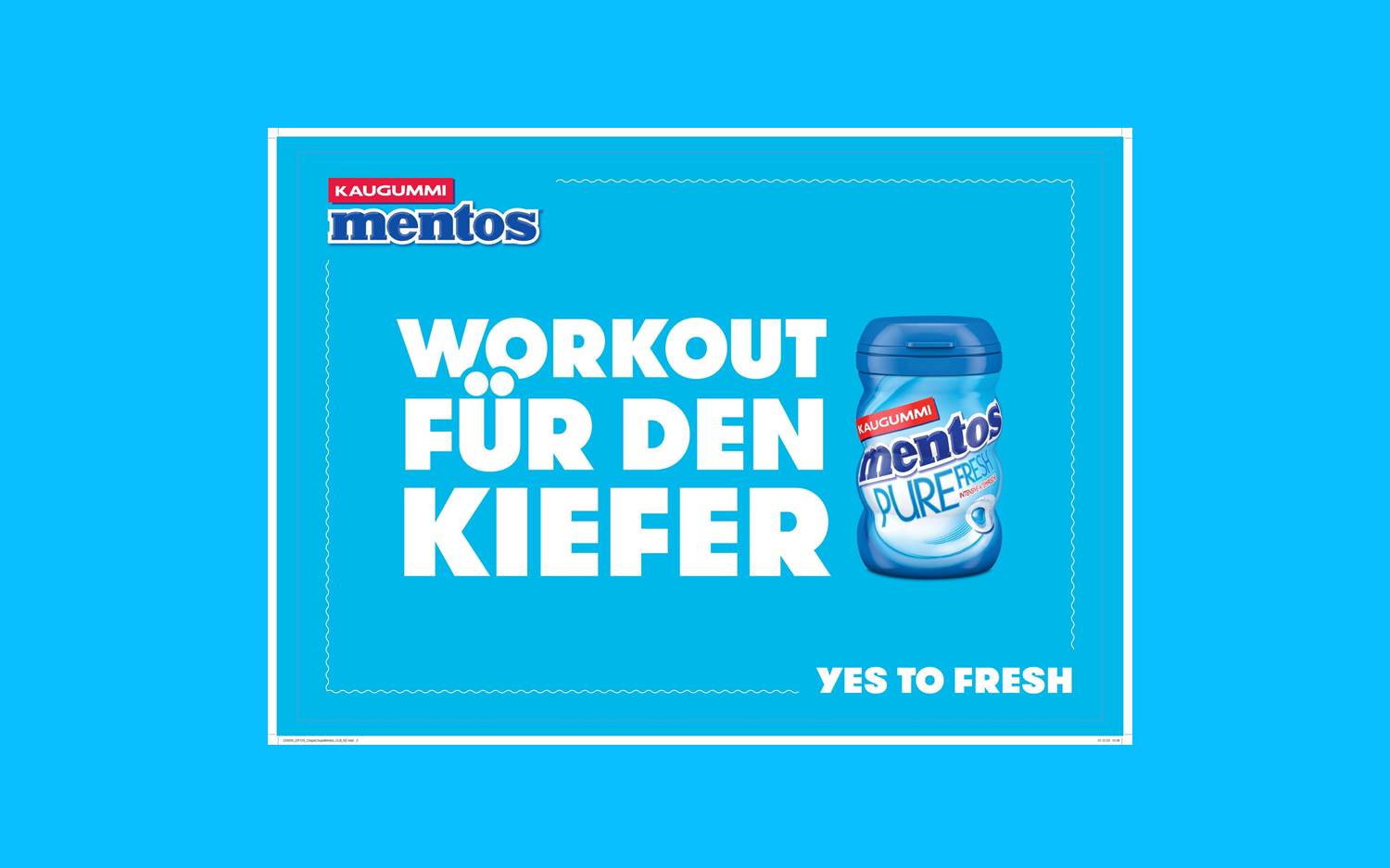 mentos Neujahrskampagne, Kampagnenmotiv. Fresher Markenauftritt von mentos für 2024. (Quelle: CFP Brands Süßwarenhandels GmbH & Co. KG)