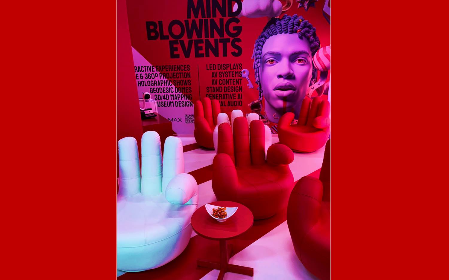 Das stylische Loungekonzept von New Media Events im Inspiration Hub der IMEX Frankfurt 2026 (Foto: marketingScout.com Redaktion)