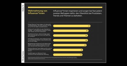 Wahrnehmung von Influencern in Deutschland, Grafik aus der Studie, pilot radar, Welle 72 (Quelle: pilot)