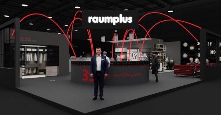 Bild: Der virtuelle 360° Messestand von raumplus, wie dieser eigentlich auf der imm cologne 2021 gezeigt werden sollte