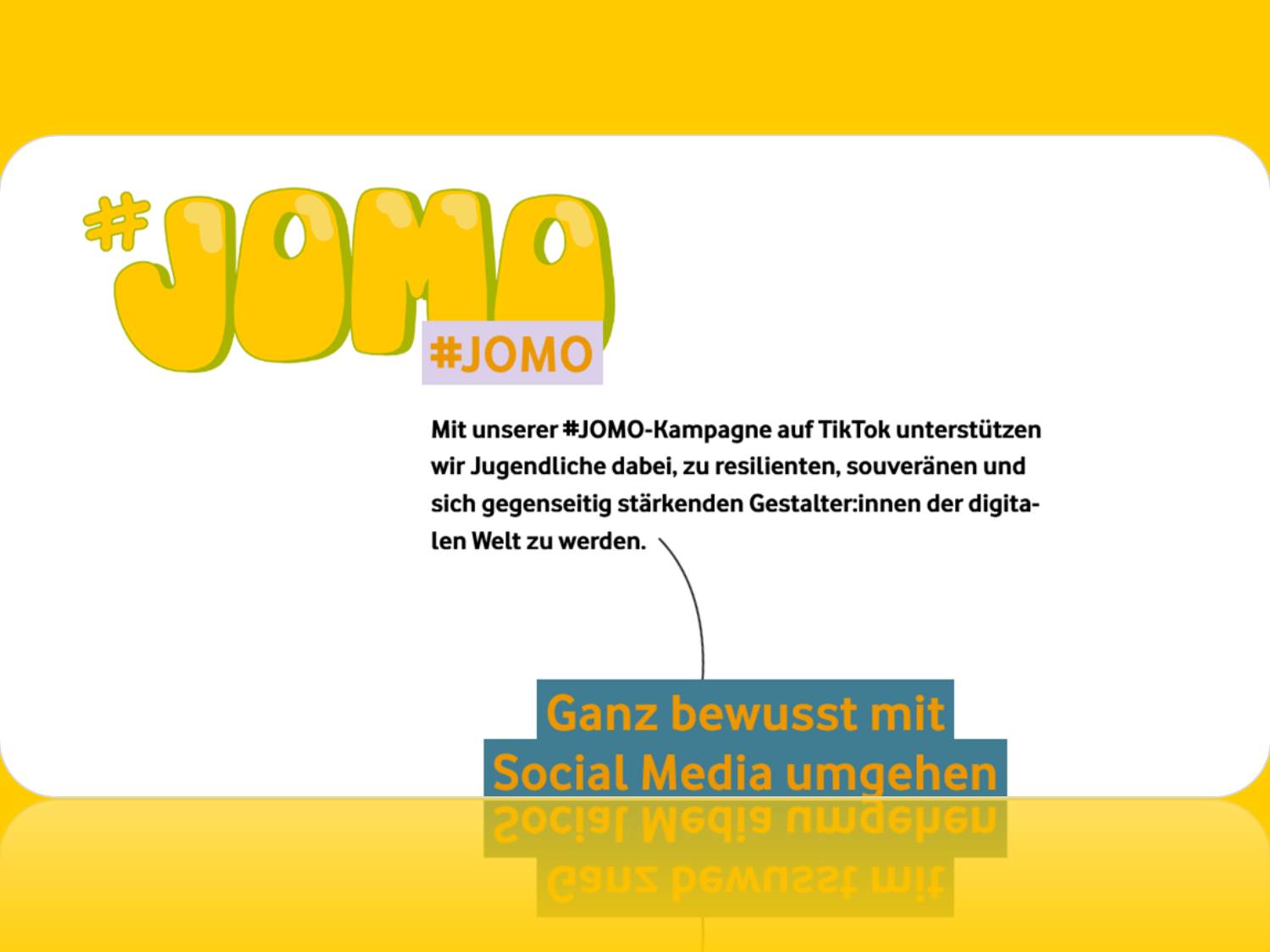 Screenshot der JOMO Kampagnen-Website, die von der Vodafone Stiftung Deutschland herausgegeben wird (Screenshot v. 28.10.2022) Link: https://klickwinkel.de/jomo/