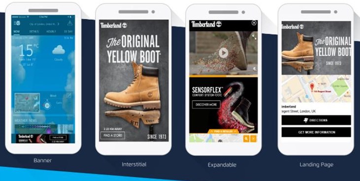 xAd spielte für Timberland Banner, Interstitials und Expandables aus, die auf eine Rich-Media-Landing-Page führten (Bild: xAd)